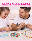 400 Pieces Large Hole Beads Bulk European Craft Beads Large Hole Beads for Jewelry Making 10 Mm/ 0.47 Inches Mixed Color Resin Beads for DIY Bracelet Necklace(Vivid)