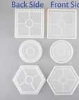 3 Pack DIY Coaster Silicone Mold, Include Round, Square, Hexagon, Molds for Casting with Resin, Cement