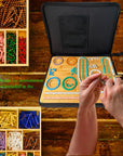 Combi Bamboo Beading Board with Zipper Storage Case, Imperial Measurements Marked Wood Bead Design Board for Bracelet, Necklace, Bead Mat for Jewelry Making Tray, 15.35 * 11.42 * 0.39"