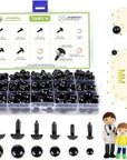 700 Pcs Black Plastic Crochet Safety Eyes with Washers for 6-14Mm Stuffed Animals and Amigurumi DIY Halloween Decorations