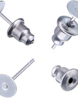 100 Pieces Stainless Steel Bullet Clutch Earrings Safety Backs and Blank Earring Pin Studs Findings Posts (Silver)