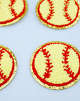 12 PCS Yellow Baseball Patch Chenille Patches Gold Edges Baseball Applique Baseball Iron on Patches for DIY Clothing Repair