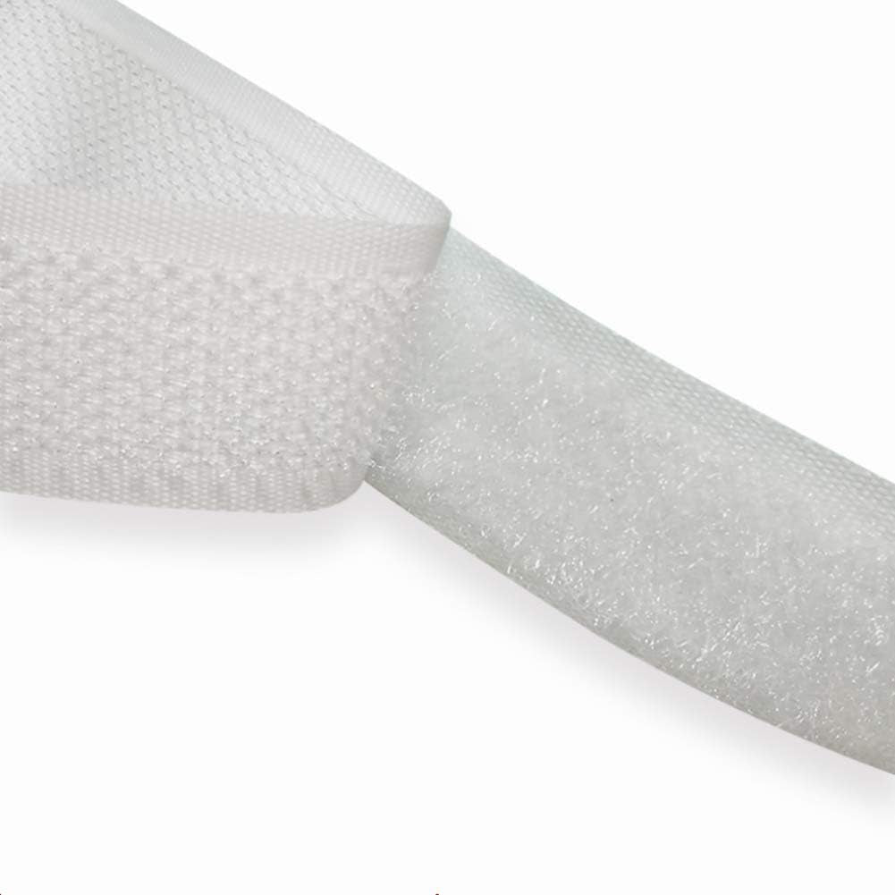Sew on Hook and Loop Tape 3/4 Inch Width, Non-Adhesive Sticky Back, Sewing Fastening Tape Nylon Fabric Fastener Interlocking Tape Sewing Fasteners for Sewing DIY Crafts (White, 16.4FT)