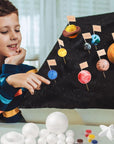 63PCS Solar System Foam Ball Kit Includes Color Pigments, Palette, Mixed Sized Polystyrene Spheres Balls, Toothpick Flag, Painting Brushes, Bamboo Sticks for School Science Projects