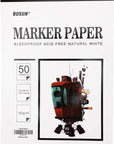 Premium 50 Sheets Sketch Marker Paper Pad, Bleedproof Artist Drawing Paper, 8.27 X 11.69 Inch