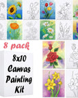 8 Pack Pre Drawn Canvas for Painting for Adults, Sip and Paint Party Supplies Canvas Painting Set for Artist, Beginner, Stretched Outline Canvas to Paint Landscape Party Favor(8X10)