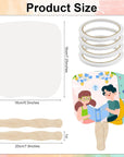 150 Pcs Church Fans Handheld Set, 100 Sheet Blank White Cardstock with 50 Pcs Wavy Wooden Sticks, Handheld Hand Held Fans for DIY Crafting Painting