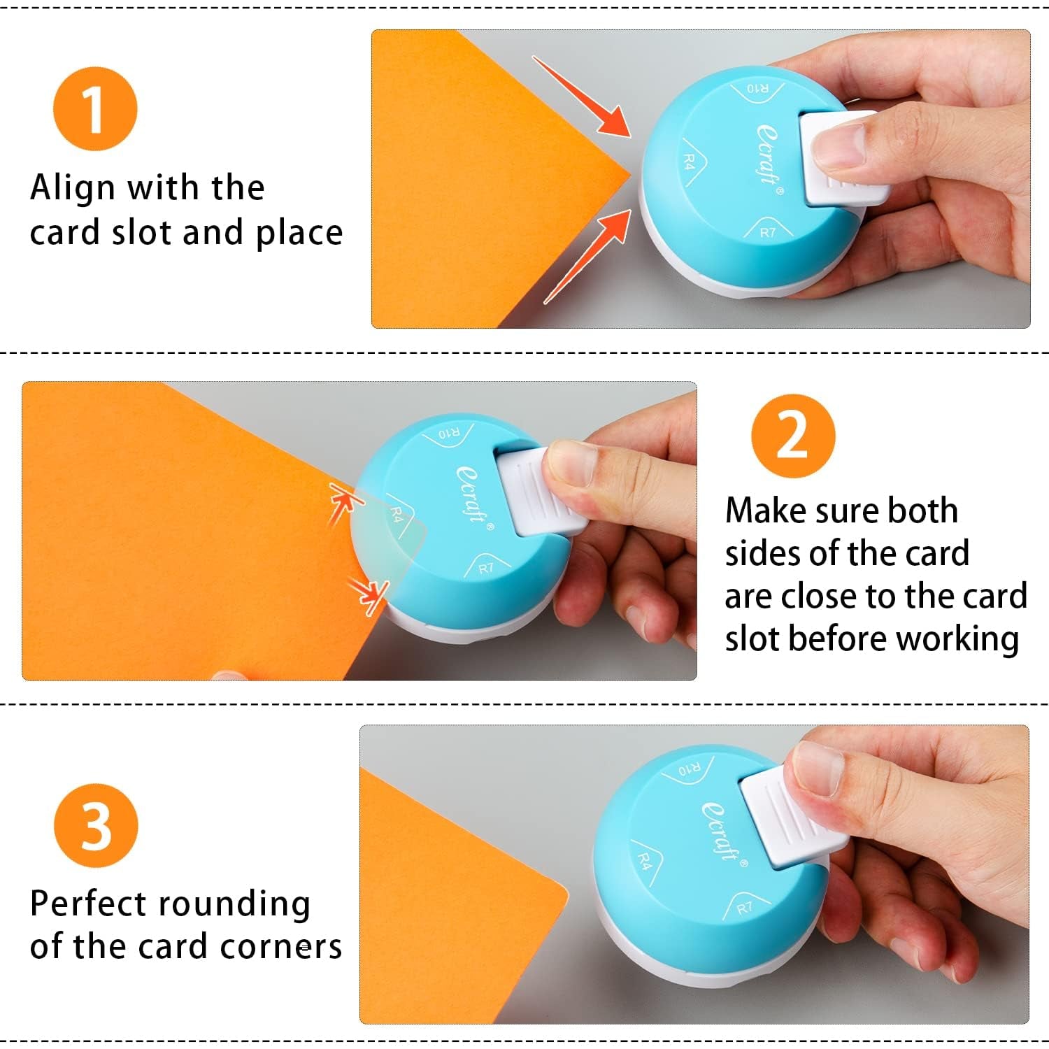 Paper Corner Rounder Punch : 3 in 1 (R4Mm, R7Mm, R10Mm) - Corner Cutter for Paper Crafts, Laminate, Photo, DIY, Card Making and Scrapbooking