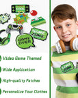 8 Pcs Video Game Embroidery Patches Green Pixelated Gaming Sew Iron on Embroidered Applique Repair Patch DIY Craft Accessories Gifts for Kids Boys Gamer Fans Enthusiasts Clothing Backpack Hat