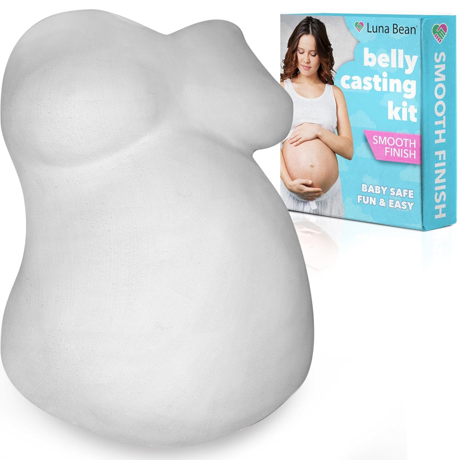 Luna Bean Belly Casting Kit Pregnancy, Deluxe Belly Cast with Smooth Finish - Gift for Expecting Mom, Baby Nursery Decor, Mothers Day Keepsake, Mom to Be Gift, Pregnant Mom Gifts