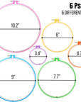 - Embroidery Hoops Set, 6 Pcs, 3.4 Inch to 10.2 Inch, Assorted Colors, Plastic Embroidery Hoop, Cross Stitch Hoops, Embroidery Rings, Cross Stitch Plastic, Sewing Rings Hoops.