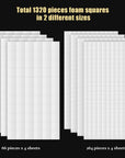 8 Sheets Foam Dots Squares 3D Pop Foam Squares Dual-Adhesive Foam Mount for Halloween Christmas Scrapbook DIY Crafts Office Supplies, 2 Sizes