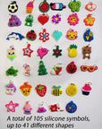 Flydem Rubber Loom Band Silicone Charm, Bracelet Charms,Loom Rubber Bands Charms,Bracelet Pendant,(105Pcs)