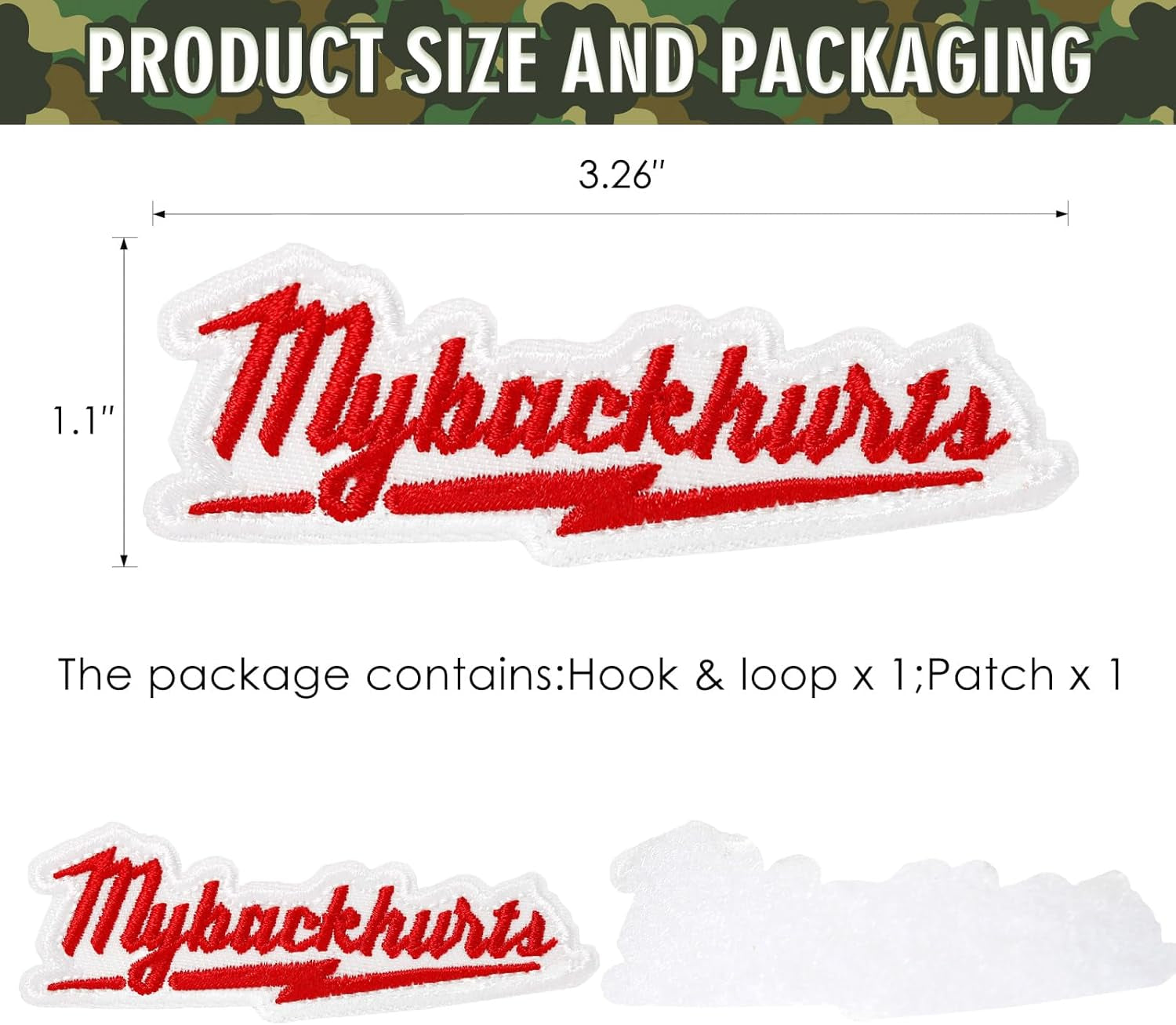 My Back Hurts Patch, 1 Pc Funny Embroidered Patch for Blue Collar Worker Builder, Tactical Morale Patch for Backpacks, Hard Hats, Dog Harnesses, Vests, Bags