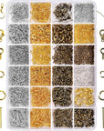 2880 Pcs Jewelry Making Findings Supplies Kit with Open Jump Rings, Lobster Clasps, Crimp Beads, Screw Eye Pins, Head Pins, Earing Hooks and Earing Backs