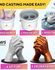 Hand Casting Kit for Couples with Base - Complete DIY Plaster Hand Mold Kit for Couples & Painting Set W/Practice Kit & Mounting Plaque - Gift for Anniversary, Wedding & Birthday