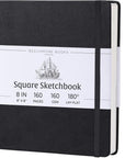 Art Sketch Book, Square 156 Pages 8 X 8 Inch, Hardcover Leather Artist Sketchbook, Blank Sketch Pad for Drawing, Painting Supplies, Thick 160Gsm Cream Paper, Boxed for Gifts