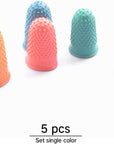 Thimble 5Pcs Craft Finger Tip Sewing Counting Protector Quilter Needlework Cone Rubber(Pink)