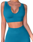 Women'S Yoga Workout Outfits 2 Piece High Waisted Leggings with Sports Bra Gym Clothes Sets Light Blue S