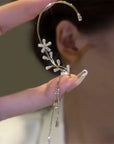 Shiny Zircon Butterfly Ear Cuff Gold Color Tassel Clip On Earrings For Women Korea Style Copper Earring Without Piercing Jewelry