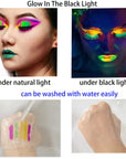 Glow in the Black Light Face & Body Paint, Neon Glow Fluorescent Face Paint Crayons for Halloween Club Makeup Xmas Glow Party