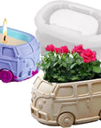3D Bus Flower Pot Silicone Mold Container Bowl Resin Mold Retro Car Shape Candle Vessel Concrete Cement Mold Epoxy Resin Casting Silicone Molds Succulent Planter Storage Box DIY Art Crafts