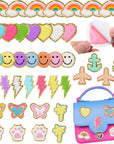 40 Pcs Chenille Embroidered Patches, Self Adhesive Glitter Patches Flowers Stars Hearts Rainbows Butterflies Cat Paws Diamonds Lightning Fabric Stickers for Clothes Repair Decor Accessories