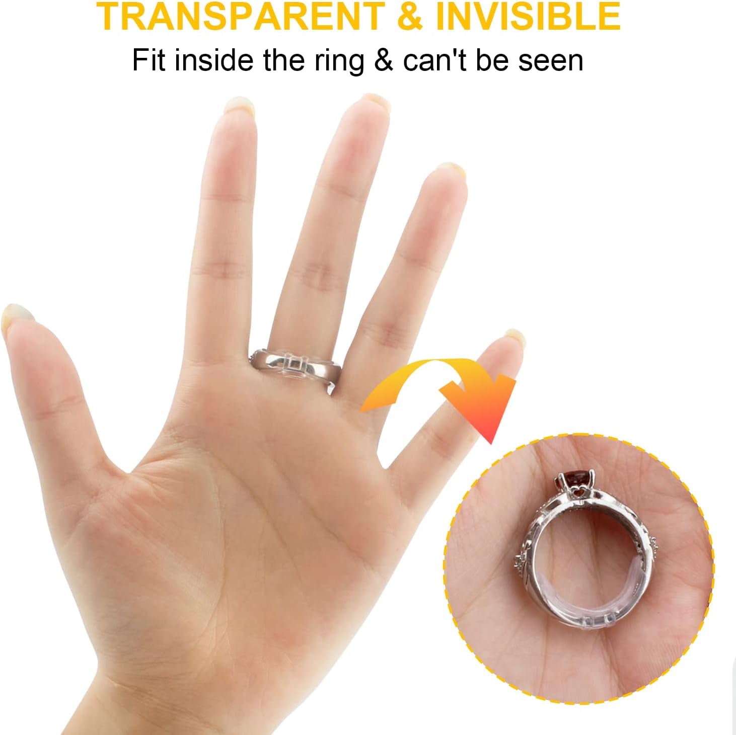 Ring Sizer Adjuster for Loose Rings, 16 Pack 8 Sizes Silicone Invisible Ring Size Reducer Guards for Men Women Wide Band Rings