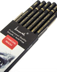 Professional Charcoal Pencils Drawing Set - 6 Pieces Soft Medium and Hard Charcoal Pencils for Drawing, Sketching, Shading
