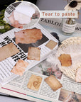 Vintage Scrapbook Paper Stickers, 90 Pcs Antique Looking Aged Paper Classic Old Writing Sticker for Scrapbook, Planner, Craft (2 Styles)