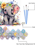 Paint by Numbers for Adults,Cute Elephant Paint by Number for Beginner,Colorful Animals Painting by Numbers on Canvas without Frame 16X16 Inch