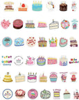 Happy Birthday Cake Stickers - 106 Pcs Pink Birthday Party Cake Stickers Waterproof Decals for Decoration Planner Phone Case Scrapbook Coffee Journals Decoration