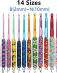 31Pcs Crochet Hooks Set,14 Sizes Crochet Hooks for Crocheting,Extra Long Crochet Needles 2Mm(B)-10Mm(N)