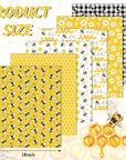 6Pcs Summer Cotton Fabric Bundles Bee Daisy Honeycomb Plaid Fat Quarters Bee Theme Quilting Patchwork Squares for DIY Handmade Craft Decor, 18 X 22 Inch