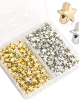 400 PCS 6Mm Large Hole Star Loose Beads Star Spacer Beads Star Beads Charm Star Buttons Star Shaped Beads with Box for Bracelet Necklace Jewelry DIY Crafts Making (Gold, Silver)