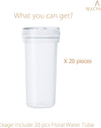 Floral Water Tubes 1.6 Inch Plastic Water Tubes for Floral Flower Vials with Caps for Flower Arrangement Decoration (Clear, 20 Pcs)
