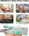 Handheld Sewing Machine, Mini Portable Sewing Machine Rechargeable for Quick Stitching 33Pcs, Cordless Sewing Machine for Beginners Suitable for Home Travel DIY Pattern Sewing Clothes, Blue