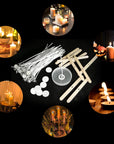 Candle Wicks 100 Pcs 6 Inch with 30Pcs Candle Wick Stickers and 10 Pcs Wooden Candle Wick Centering Device for Soy Beeswax Candle Making and Candle DIY