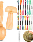 2 Pcs Darning Supplies Kit Darning Egg for Socks Darning Mushroom Wooden Darning Supplies with Large Eye Needles Sewing Threads for Socks Clothes Adults Darner DIY Home Sewing Care(Multicolor)