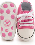 Unisex Baby Boys Girls High Top Sneaker Soft Anti-Slip Sole Newborn Infant First Walkers Canvas Denim Shoes