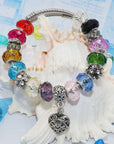 Large Hole Glass Beads Murano Glass Beads Assorted Faceted European Lampwork Spacer Loose Bracelets Beads Silver Plated Cores Charms for DIY Crafts Jewelry Making 50 Pcs Mixed