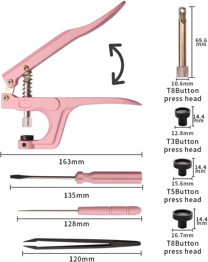 Polygon Snap Kit with Snap Pliers, 473Pcs T5 Snap Kit for DIY and Sewing/Making/Repairing/Decorating Clothes, Diapers, Bibs…