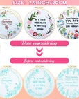 5 Sets Inspired Quote Embroidery Kit for Beginner Adult Motivational Embroidery Starter Kit Floral Cross Stamped Needlepoint Kit Embroidery Hoops Thread Needles for Adults Craft Lover