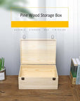 14" X 10" X 6.5"- Large Wooden Box with Hinged Lid - Unfinished Wood Box - Pine Wood Boxes for Crafts - Wooden Storage Box - DIY Memory Box - Wooden Keepsake Box - Cajas De Madera