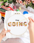 Inspired Embroidery Kit for Beginner Adult Motivational Embroidery Starter Kit Floral Cross Kits Embroidery Hoops Thread Needles for Adults Kids Craft Lover