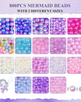 900Pcs Mermaid Bracelet Making Kit for Girls Kids Charm DIY Beads for Jewelry Making, Friendship Bracelet Kit with Ocean Pearl Shell Butterfly Beads for Bracelet Necklace Making