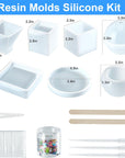 Resin Molds Silicone Kit 20Pcs,Epoxy Resin Molds Including Sphere,Cube,Pyramid,Square,Round, Used for Create Art,Diy,Ash Trays,Coasters,Candles.Bonus Decorative Sequins and the Complete Set Tools