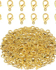 Lobster Clasps, 100Pcs Gold Lobster Claw Clasps for Handmade Necklace, Bracelet Jewelry Making Accessories Fastener Hook(12Mmx6Mm)
