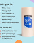 12" X 300' Roll of Clear Transfer Tape for Vinyl, Made in America, Premium-Grade Vinyl Transfer Tape for Cricut Vinyl Crafts, Decals, and Letters