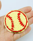 12 PCS Yellow Baseball Patch Chenille Patches Gold Edges Baseball Applique Baseball Iron on Patches for DIY Clothing Repair
